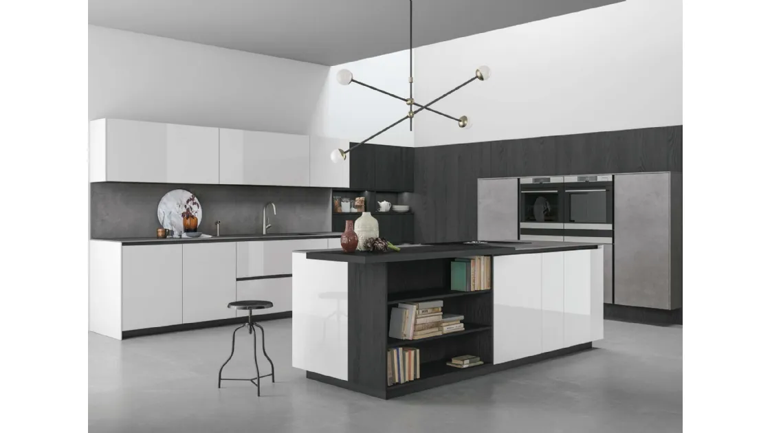 Cucina Moderna Aspen in vetro laccato Bianco di Doimo Cucine